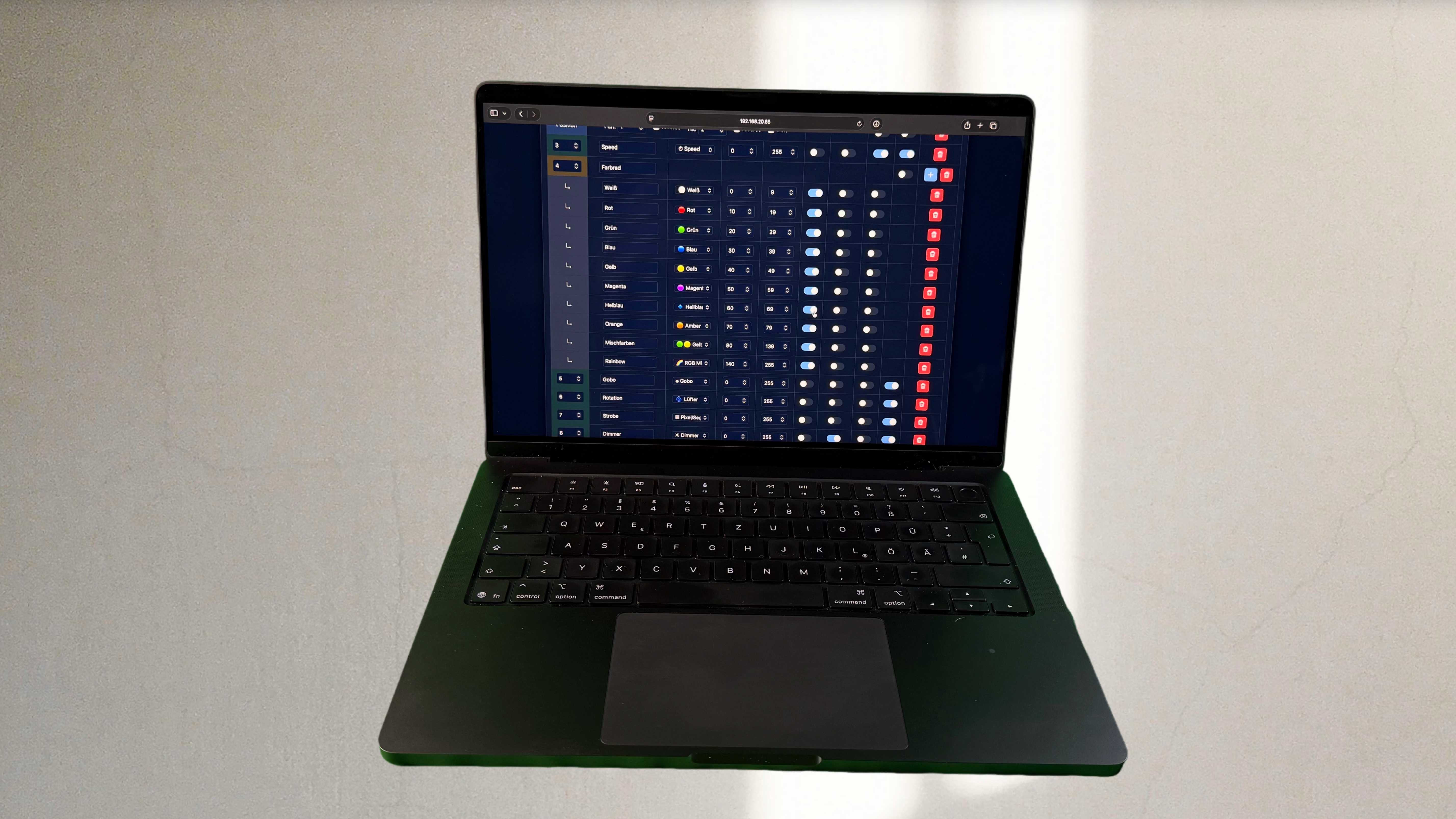 Template-Editor für DMX-Fixtures